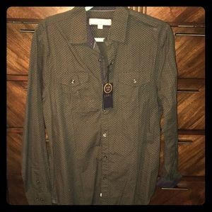 Olive green button down slim fit